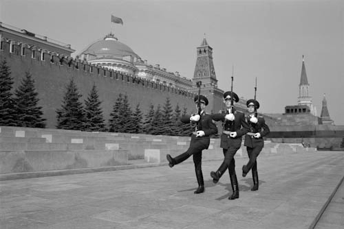 RUSSIA. Moscow. 05/05/1987: Red Army soldiers on guard at Lenin Mausoleum on Red Square.