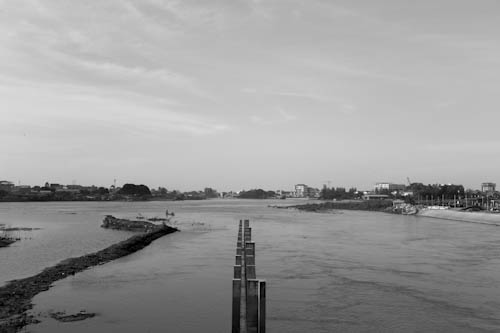 CAMBODIA. Phnom Penh. 15/11/2011: Water level at junction of Bassac and Mekong rivers.