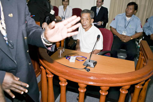 CAMBODIA. Kambol (Phnom Penh). 20/11/2007: Duch, in charge of the S21 interrogation center between 1975 and 1979, at the first public hearing at the ECCC regarding Kang Guek Eav (Duch), appealing against his provisional detention order.