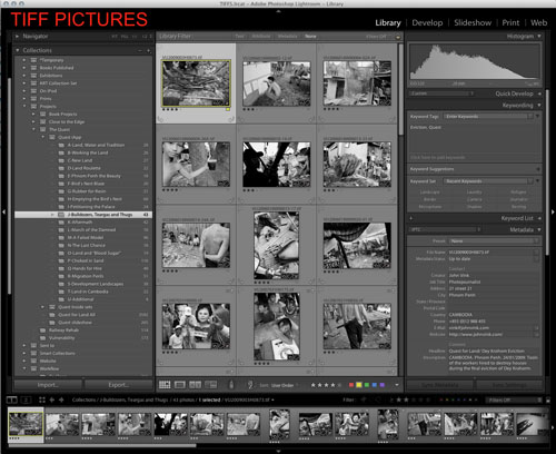 'The Quest' chapters in Lightroom.