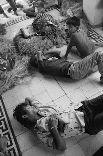 LAOS. Luang Prabang. 16/04/1993: The Ancestors of the City at rest during Pimay festivities (Lao New Year).