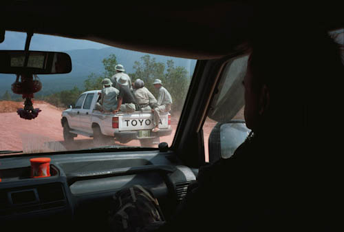 CAMBODIA. Kampot. 02/02/2002: Bokor Park Rangers on their way to patrol.