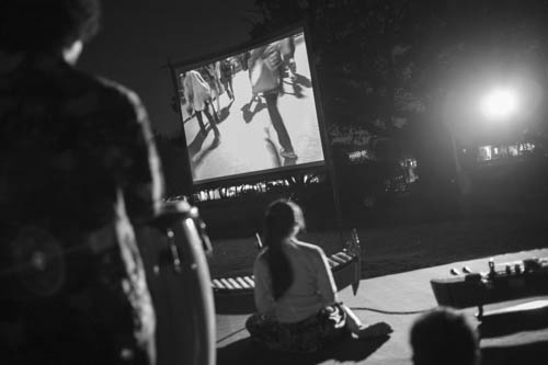 CAMBODIA. Phnom Penh. 11/12/2012: Projection of 'Quest for Land' at the RUPP during PPPhoto festival.