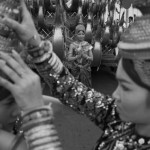 CAMBODIA. Phnom Penh. 01/02/2013: Apsara dancers preparing for the funeral procession of King Norodom Sihanouk.