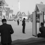 CAMBODIA. Phnom Penh. 1/02/2013: Security personnel guarding the King's coffin in the cremation site built in two months time on the Veal Mean in front of the National Museum during the last days of King Norodom Sihanouk's funeral.