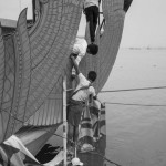 CAMBODIA. Phnom Penh. 2/02/2013: Preparation of the barge which will scatter part of the King's ashes in the Mekong river during the funeral ceremonies for the late King Norodom Sihanouk.