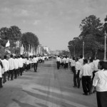 CAMBODIA. Phnom Penh. 3/02/2013: Crowd waiting to have access to the 'Veal Meru', or cremation ground, to pay respect to the late King Norodom Sihanouk .