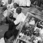 CAMBODIA. Phnom Penh. 3/02/2013: Crowd after having paid respect to the King at the 'Veal Meru', or creamtion ground, during the funeral of the late King Norodom Sihanouk.