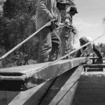 CAMBODIA. Kahchen (Ratanakkiri). 21/02/2013: Construction of a new wooden bridge.