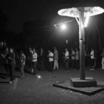 CAMBODIA. Sre Kor (Stung Treng). 27/02/2013: Villagers dancing next to the pagoda the evening before a demonstration against the construction of the Sesan2 dam.