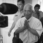 CAMBODIA. Phnom Penh. 6/03/2013: Mam Sonando, 71 years, sentenced to 20 years of imprisonment for supporting a so-called secessionist movement, on his way to the Appeals Court after recess.