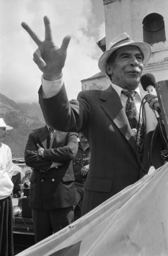 GUATEMALA. Todos Santos. 02/11/1995: General Rios Montt, former participant in a military coup, supporting the FRG candidate Alfonso Portillo. The FRG scored second at the 12/11/95 elections.