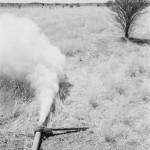 MALI. Tagmart. 12/02/1987: Pipe evacuating dust during the drilling of a water well.