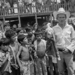 HONDURAS. Mesa Grande. (San Marcos). 8/06/1988: Salvadoran refugee holding the bloodied shirt of Evelio Ayala Bonilla, shot by Honduran soldiers within the camp limits.