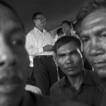 CAMBODIA. Vihear Suor (Kandal). 9/09/2013: Sam Rainsy, President of the opposition CNRP, greeting supporters at a post election results rallye.