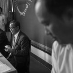 CAMBODIA. Phnom Penh. 14/09/2013: Kem Sokha and Sam Rainsy, co-Presidents of the CNRP, at the opposition CNRP headquarters, after the meeting with the ruling CPP at the Royal Palace, the day before a planned mass demonstration to denounce the frauds during the 2013 legislative elections in Cambodia.