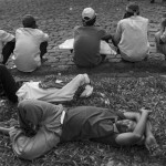 CAMBODIA. Phnom Penh. 17/09/2013: CNRP supporters chilling out under the trees at nearby Wat Phnom park during the third and last day of a mass demonstration at Freedom Park by the opposition CNRP to dispute the 2013 legislative elections.