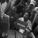 CAMBODIA. Phnom Penh. 22/09/2013: Voann Pov from the Informal Union, and three other representatives go through the paperwork to deliver a petition the citizens want to give to King Norodom Sihamoni regarding the 2013 legislative elections.