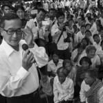 CAMBODIA. Phnom CAMBODIA. Phnom Penh. 30/09/2013: Sam Rainsy, opposition CNRP President, at the commemoration of the 1997 grenade attack on a Sam Rainsy Party demonstration in front of the National Assembly which killed 16 and injured many, amongst which Sam Rainsy himself.. 30/09/2013: Sam Rainsy, opposition CNRP President, at the commemoration of the 1997 grenade attack on a Sam Rainsy Party demonstration in front of the National Assembly which killed 12 and injured many, amongst which Sam Rainsy himself.
