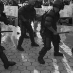 CAMBODIA. Phnom Penh. 21/10/2013: Riot police training 2 days ahead of a mass demonstration planned by the opposition CNRP at Freedom Park where at the same time a grassroots meeting about democracy was supposed to take place.