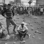 CAMBODIA. Phnom Penh.3/01/2014: Striking workers who pulled up barricades on Veng Sreng road defying armed forces before being brutally dispersed, resulting in at least 3 dead, one badly injured and 3 confirmed arrests.