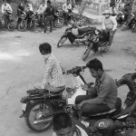 CAMBODIA. Treuy Sla (Kandal). 21/01/2014: CPP sympathisers, mostly from outside the commune, and riot police occupy the grounds, forcing the opposition CNRP to cancel a planned gathering with Sam Rainsy and Kem Sokha, CNRP co-presidents, and villagers.