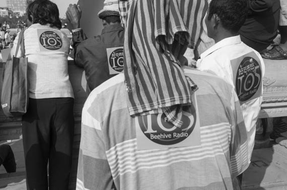 CAMBODIA. Phnom Penh. 27/01/2014: Supporters of Mam Sonando, Director of Beehive Radio, stage a protest march to the Ministry of Information to request a TV frequency.