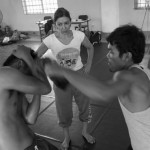 CAMBODIA. Phnom Penh. 19/02/2014: Manou Phuon, Choreographer, during the first rehearsals with the dancers from Amrita of a piece inspired by khmer boxing.