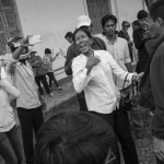 CAMBODIA. Phnom Penh 31/03/2014: Woman getting hysterical during a demonstration by supporters of Mam Sonando, director of Beehive Radio, to obtain a frequency for an independent TV station.