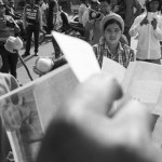 CAMBODIA. Phnom Penh 12/03/2014: Tep Vanny, land rights activist, hands out documents to 36 out of 39 families from Boeung Kak who still didn't get their land title during a protest at City Hall.