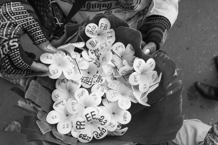 CAMBODIA, Phnom Penh. 20/05/2014: Demonstration near the Phnom Penh Municipality Court during the trial of 23 workers and union leaders arrested during the violent crackdown on striking workers which resulted in 6 strikers killed on January 3rd.