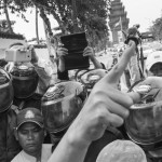 CAMBODIA, Phnom Penh. 27/06/2014: Standoff between protesters and municipal security guards during a Boeung Kak lake protest in front of the European Union Delegation offices.