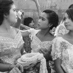 Cambodia, Phnom Penh. 4/06/2014: Ladies of honour waiting for HRH Princess Sisowath Pongsanmony to arrive at the commemoration ceremony for the loss of Kampuchea Krom to Vietnam in 1949, at the Samaki Reangsey pagoda.