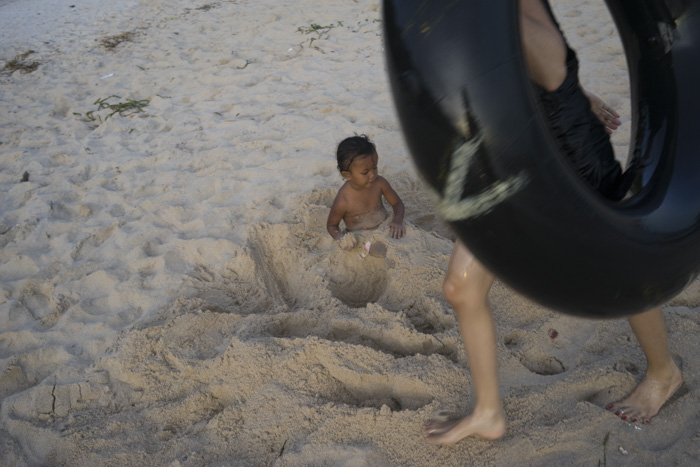 CAMBODIA, Kep. 22/09/2014: Tourists on the beach during Pchum Ben.